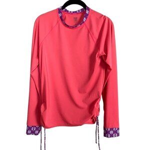 Title Nine Women's size M Long Sleeve Ruched Sides Coral Top